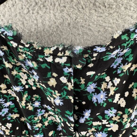 Madewell Smocked Long-Sleeve Mini Dress in Meadow Ditsy Black - Size 4 - Picture 9 of 13